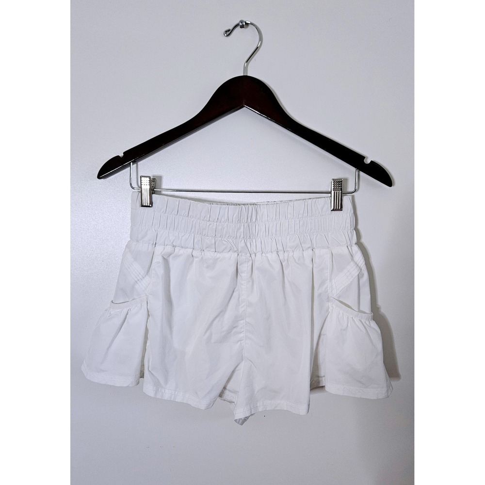 FP Movement Get Your Flirt On White Athletic Shorts Women's Size Small Ruffled - Picture 2 of 4